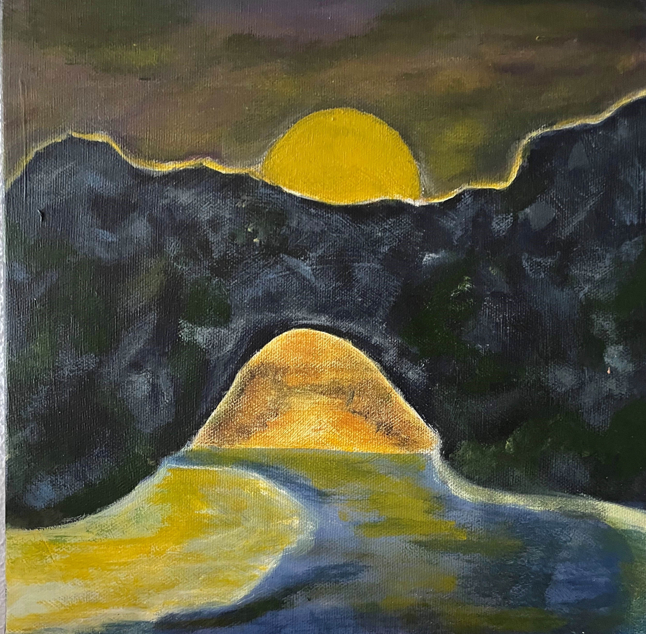 Hobbyschilderijen -Pont d'arc bij nacht